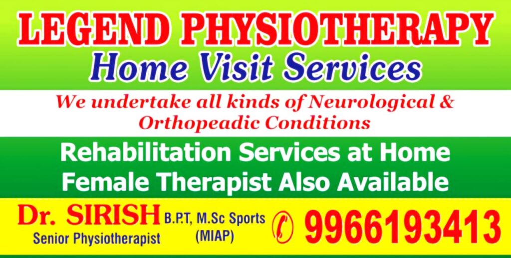 Legend Physiotherapy home visit in Hyderabad – services for all ages, neurological and orthopedic rehabilitation, female therapist offered